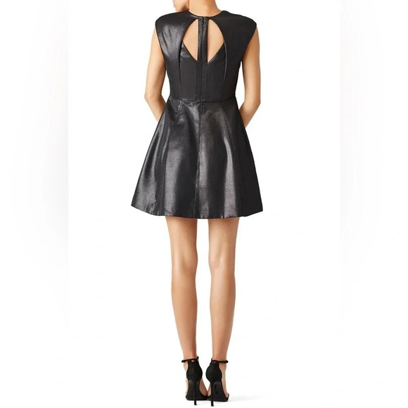 Halston Heritage NWT Black Metallic Adrian Fit and Flare Mini Dress Size 0 - Picture 2 of 16